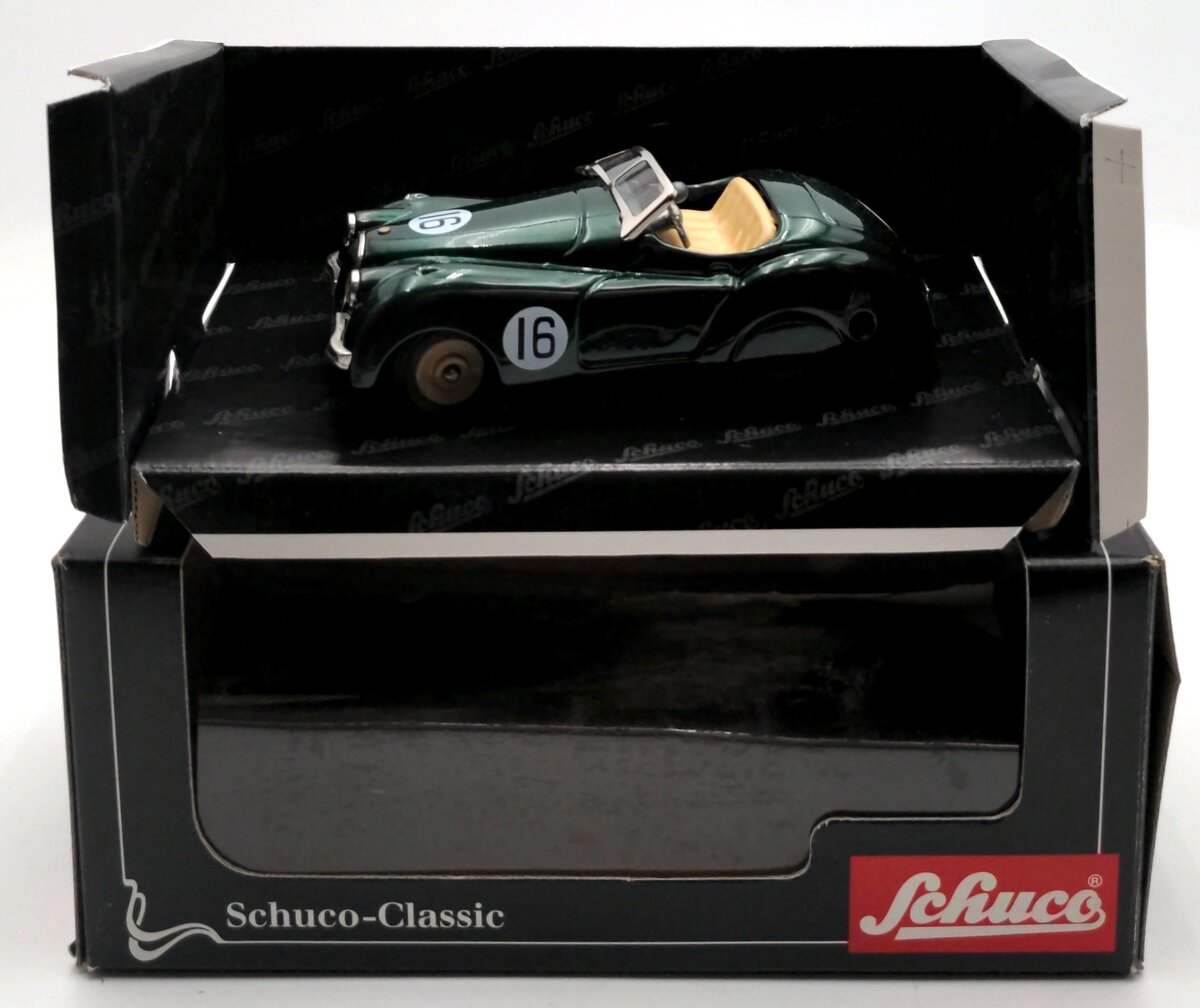Schuco 06022 1:43 Scale Jaguar XK 120 Racing Version Tinplate Windup Car