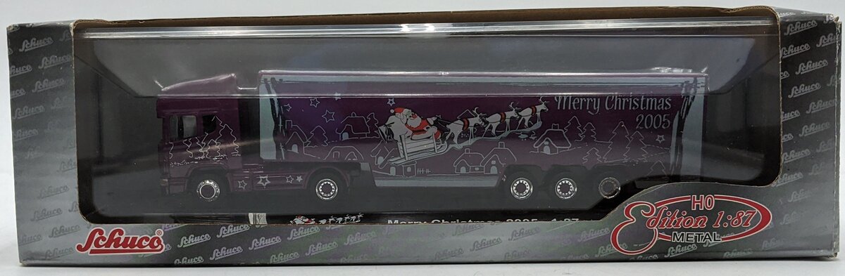 Schuco 24209 1:87 Diecast Scania Topline Koffersattelzug Merry Christmas 2005