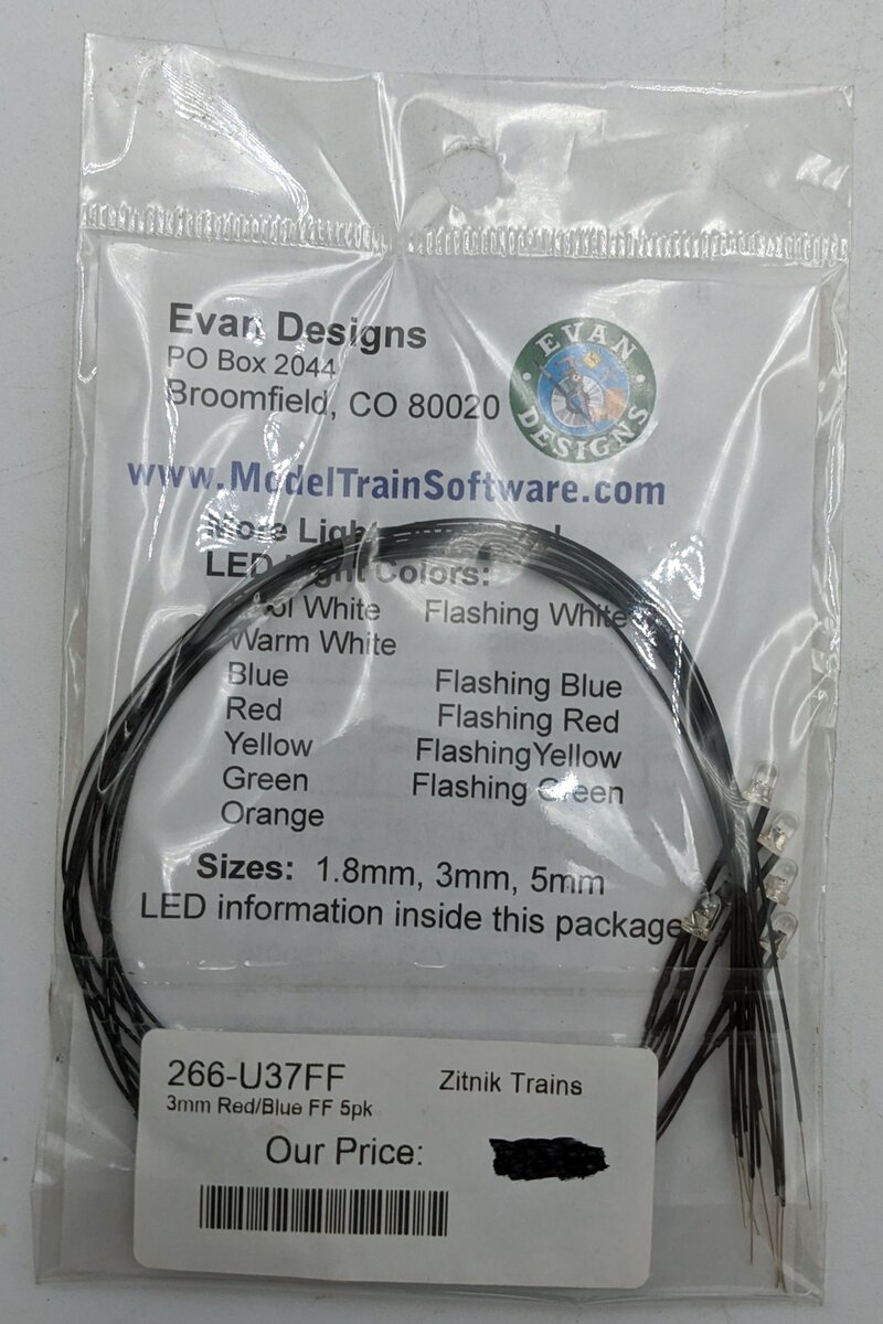 Evan Designs U37FF 3mm Fast-Flashing Red And Blue LED Kit (5-Pack)
