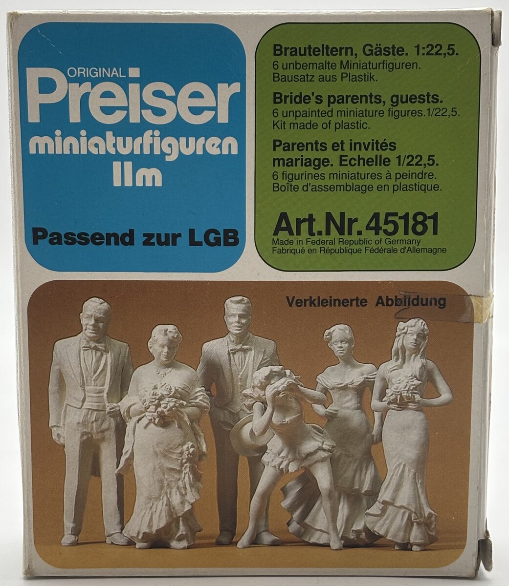 Preiser 45181 G Unpainted Bride's Parents/Guests Wedding Figure Set