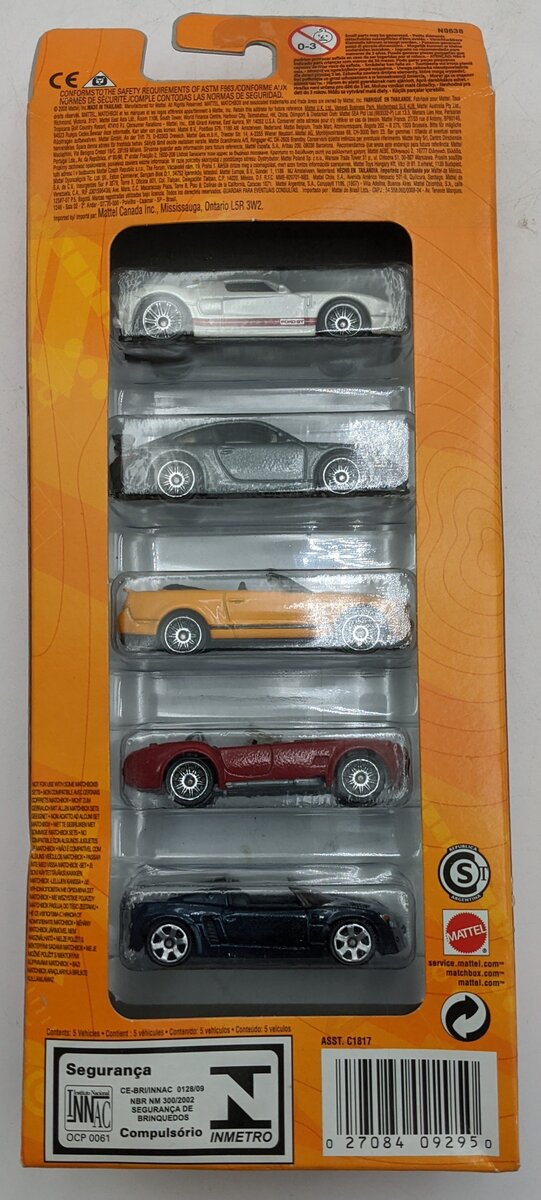 Matchbox N9638 1:34 Scale Diecast Sports Cars Vehicles Coffrets Set of 5