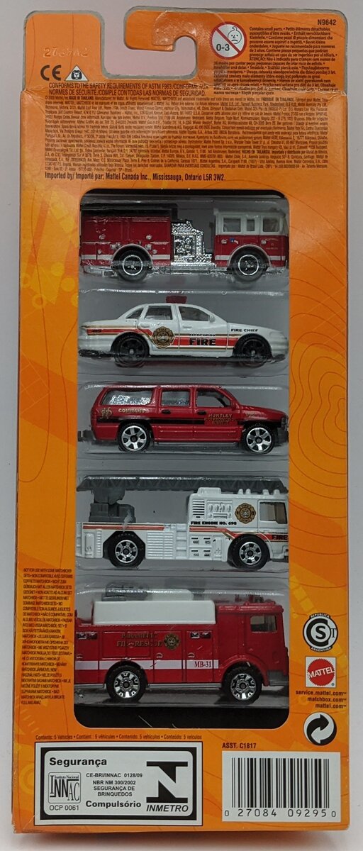 Matchbox N9642 1:34 Diecast Fire Rescue Emergency Vehicles Coffret Set of 5