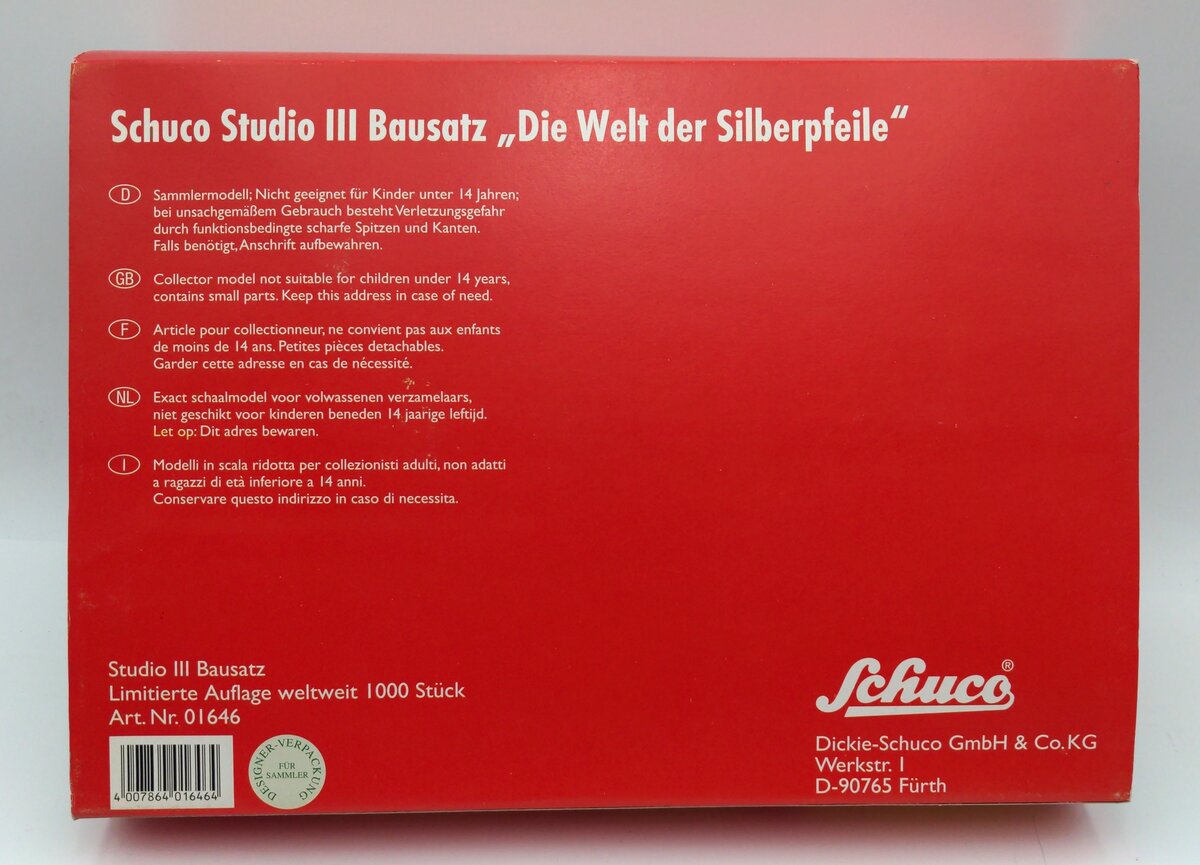 Schuco 01646 Tin-Lithograph Studio III Bausatz Wind-Up Car Kit