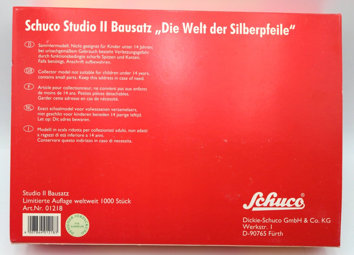 Schuco 01218 Tin-Lithographed Studio II Bausatz Wind-Up Car Kit