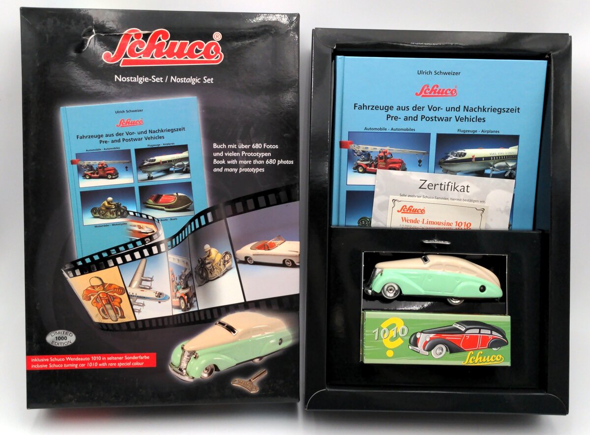 Schuco 01055 Nostalgie-Set Book & Wendeauto 1010 Tin Lithographed Wind-Up Car