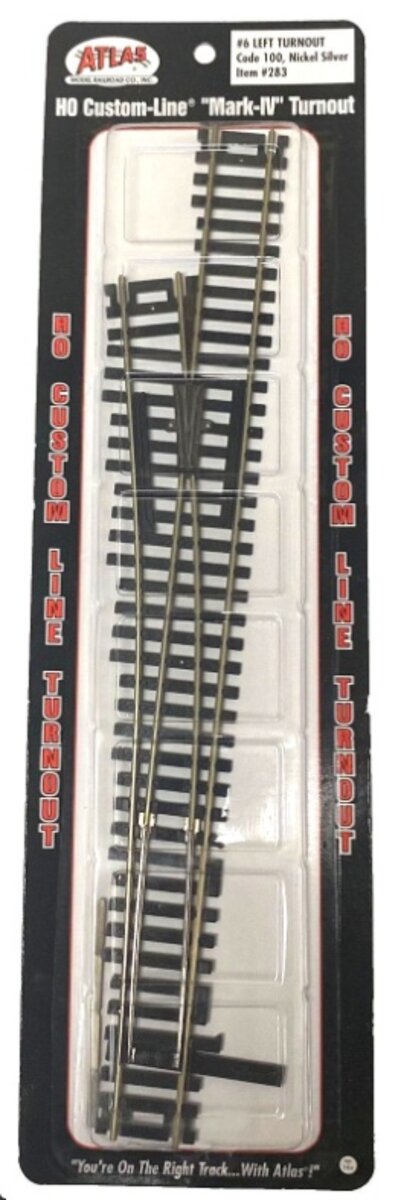 Atlas 283 HO Scale Code 100 Mark-IV Nickel Silver #6 Left Hand Switch Turnout