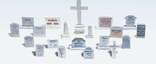 Woodland Scenics A1856 HO Scale Tombstones Assortment (Set of 20)