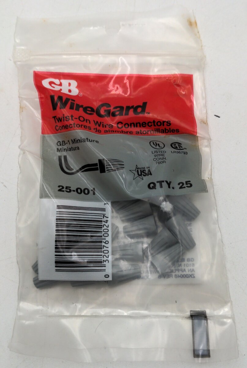 GB Electrical Inc 25-001 Wire Gard Twist-On Wire Connectors Qty. 25