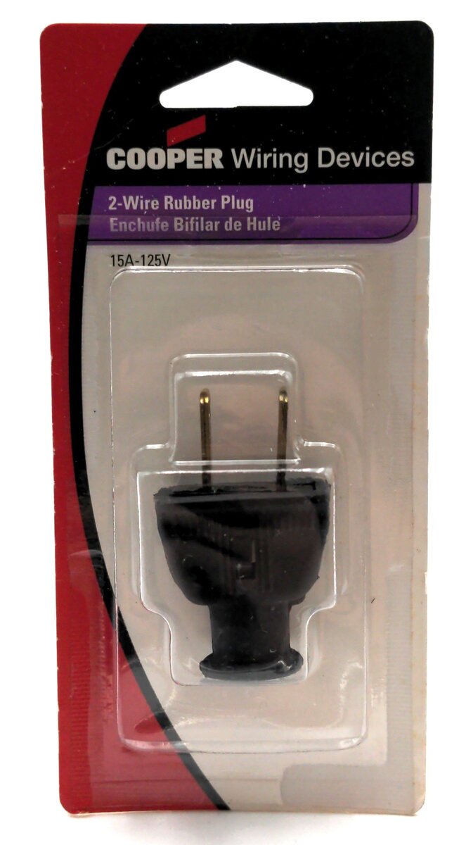 Cooper Wiring Devices BP183BK 2 Wire Rubber Plug 15A-125V