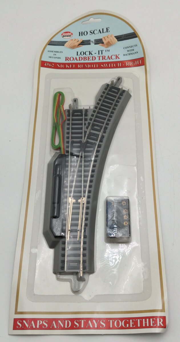 Model Power 4562 HO Scale Lock-It Roadbed Track Nickel Remote Switch Right
