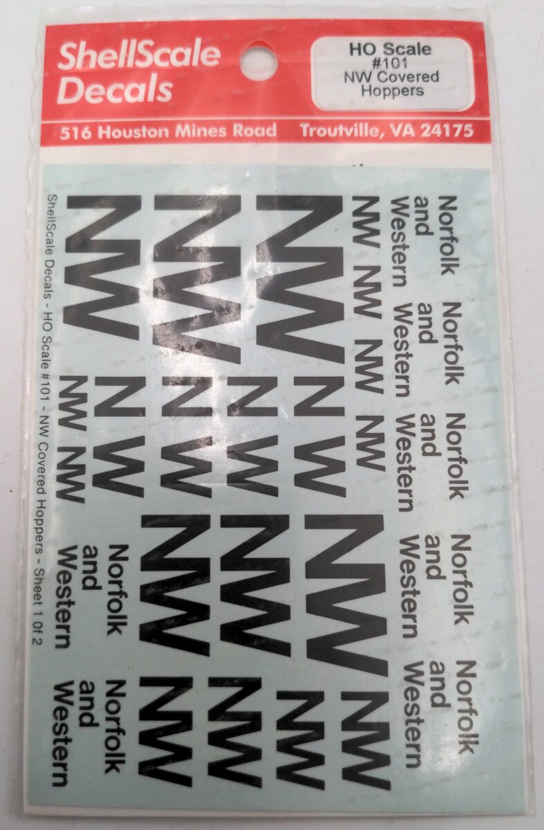 Shell Scale 101 HO Scale NW Covered Hoppers Decals