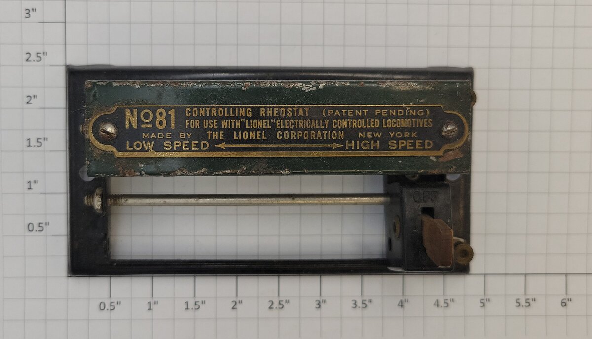 Lionel 81 Prewar Controlling Rheostat Speed Controller w/o Screw