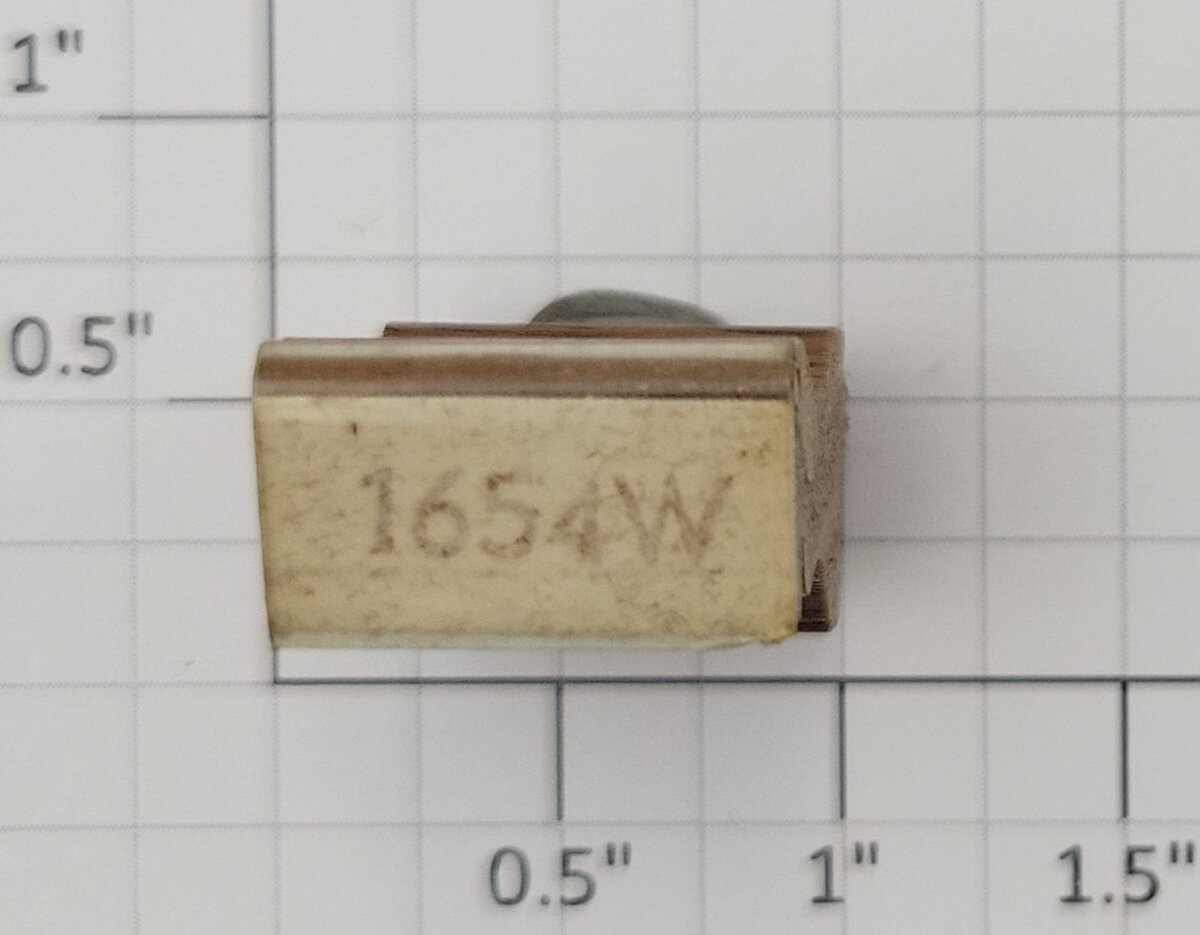 Lionel RS-1654W Tender Frame Underside Rubber Stamp #1654W