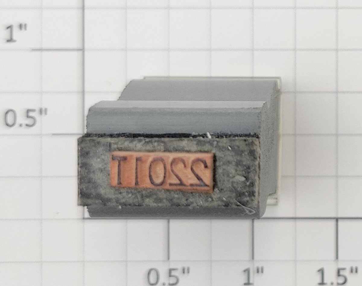 Lionel RS-2201T Tender Frame Underside Rubber Stamp #2201T