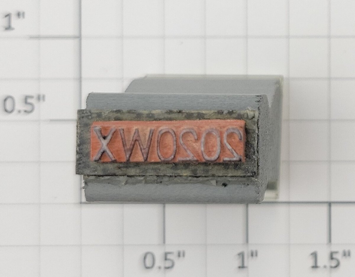Lionel RS-2020WX Tender Frame Underside Rubber Stamp #2020WX