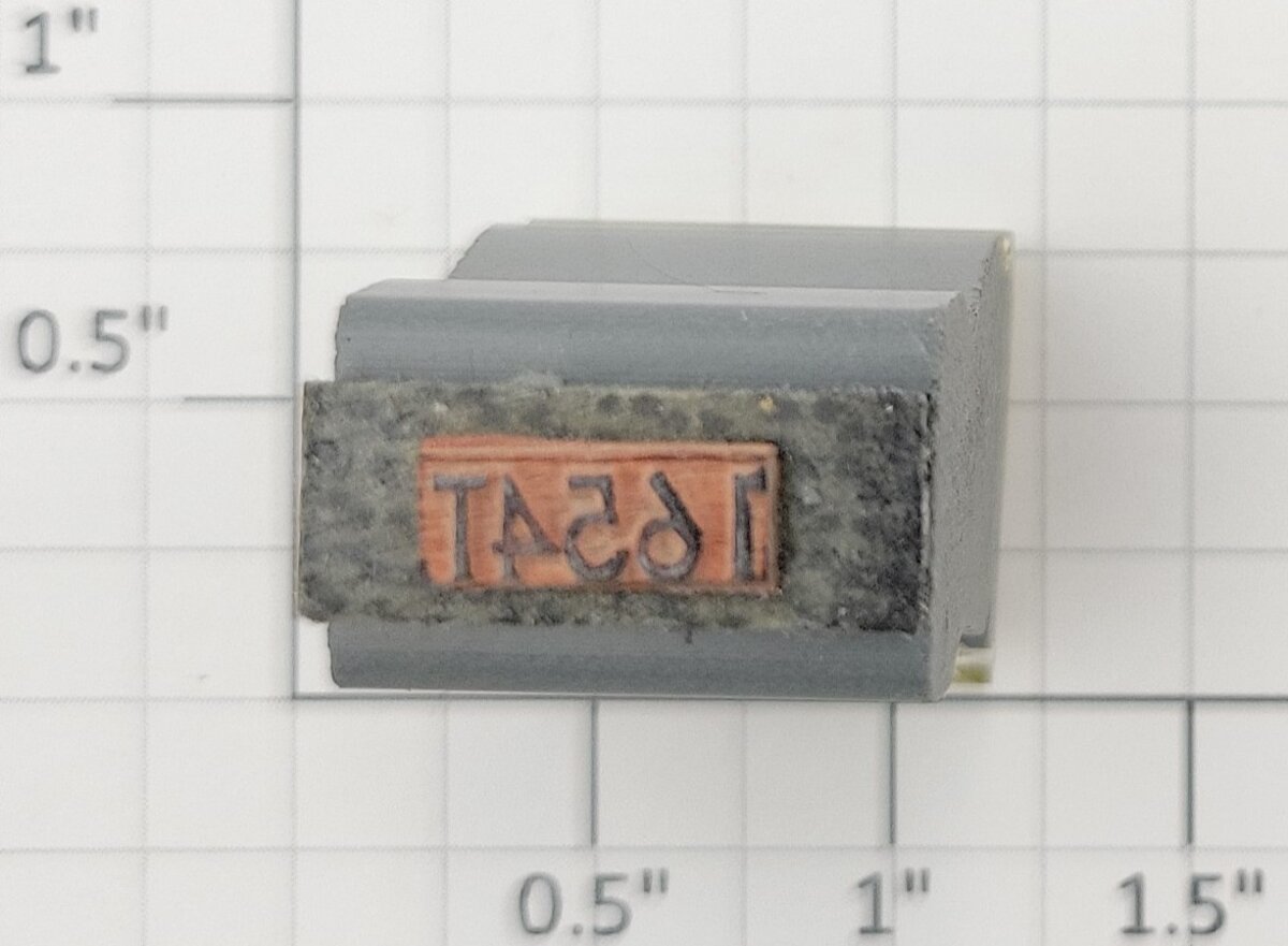 Lionel RS-1654T Tender Frame Underside Rubber Stamp #1654T
