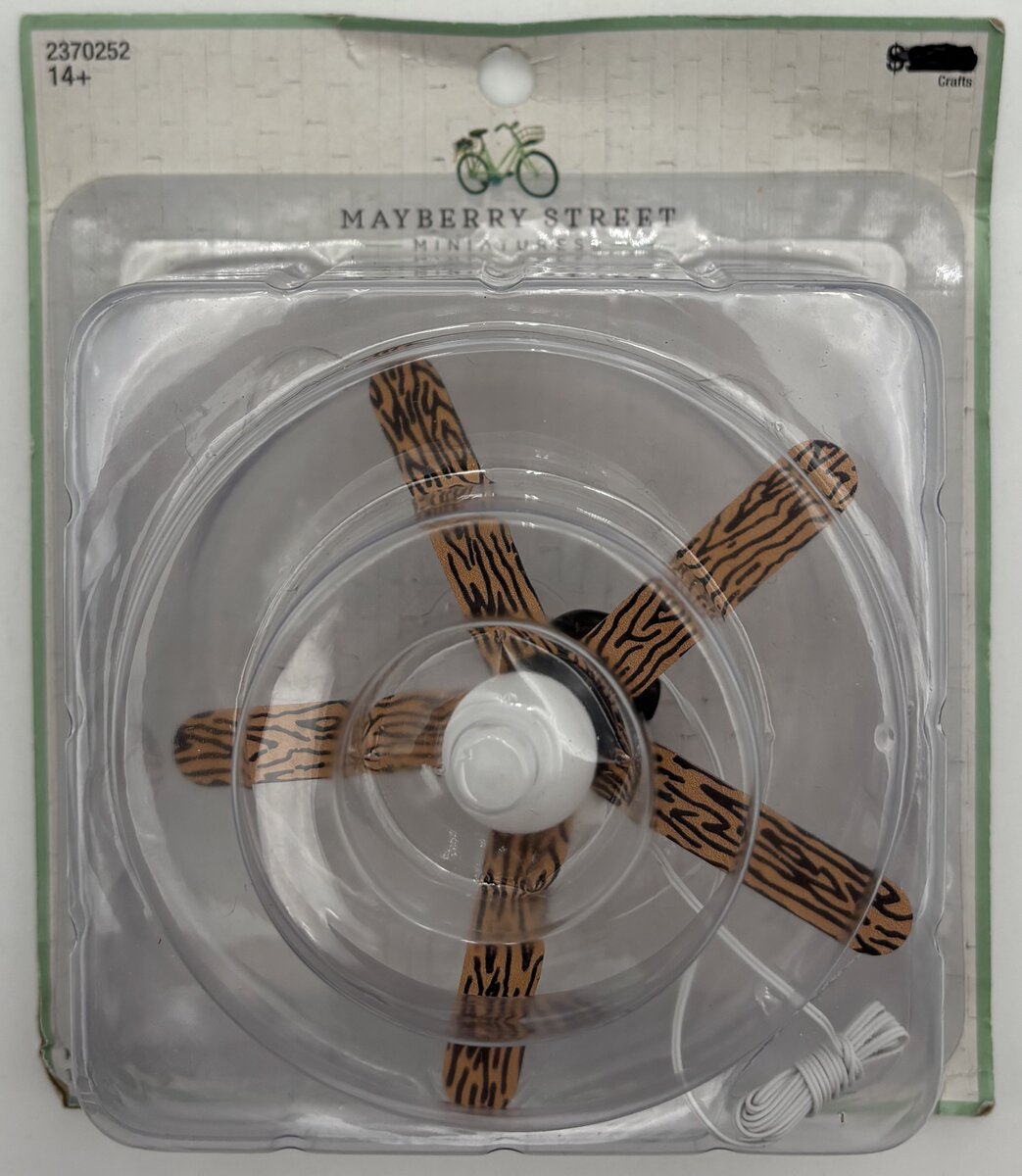 Mayberry Street 2370252 1:12 Miniature Dollhouse Ceiling Fan 12V