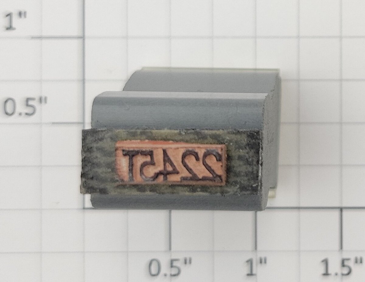 Lionel RS-2245T Tender Frame Underside Rubber Stamp #2245T