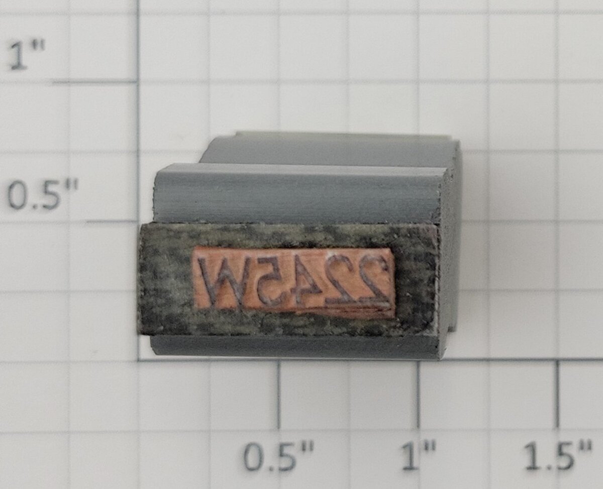 Lionel RS-2245W Tender Frame Underside Rubber Stamp #2245W