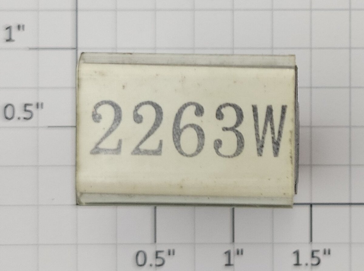 Lionel RS-2263W Tender Frame Underside Rubber Stamp #2263W