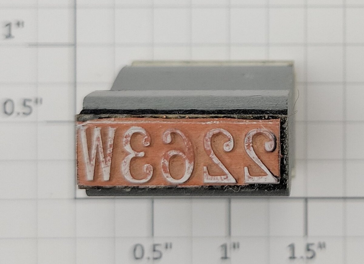 Lionel RS-2263W Tender Frame Underside Rubber Stamp #2263W