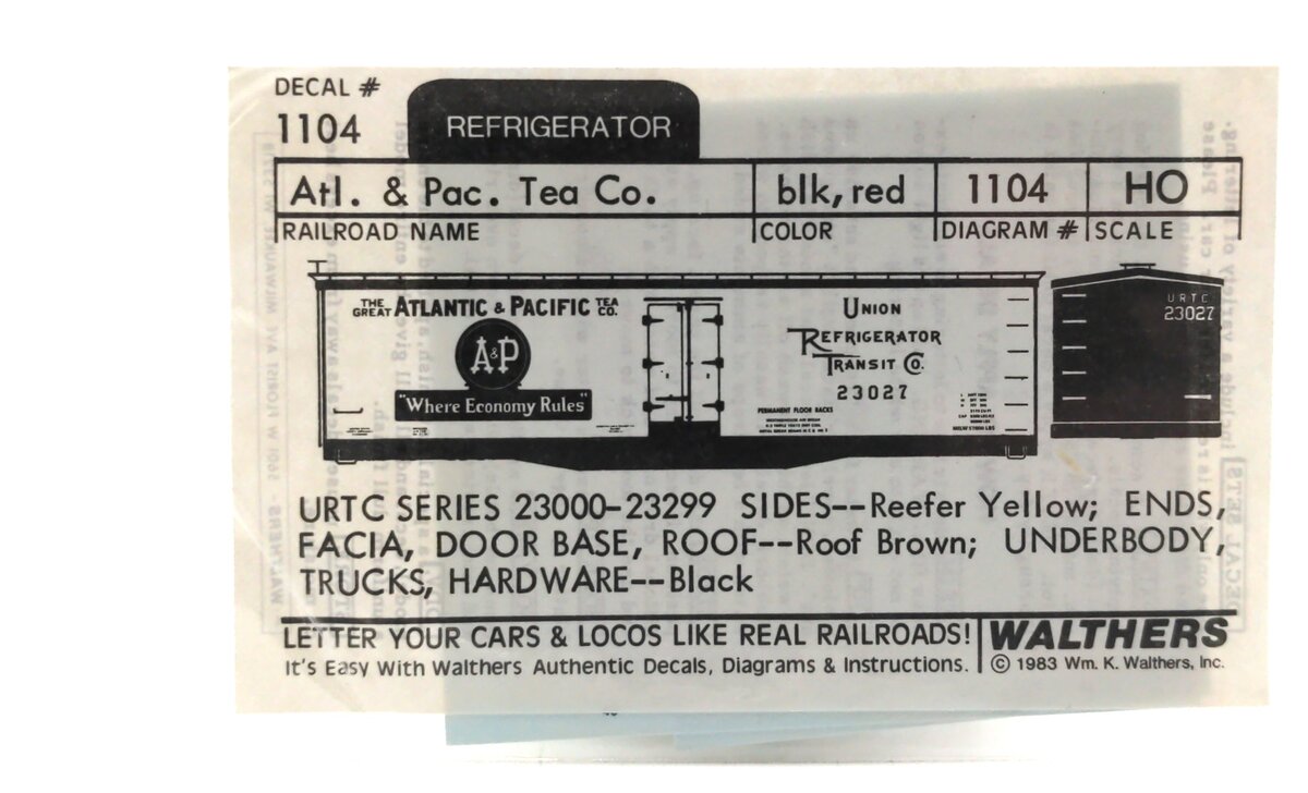 Walthers 1104 HO Atlantic & Pacific Tea Co. Union Refrigerator Transit Decal