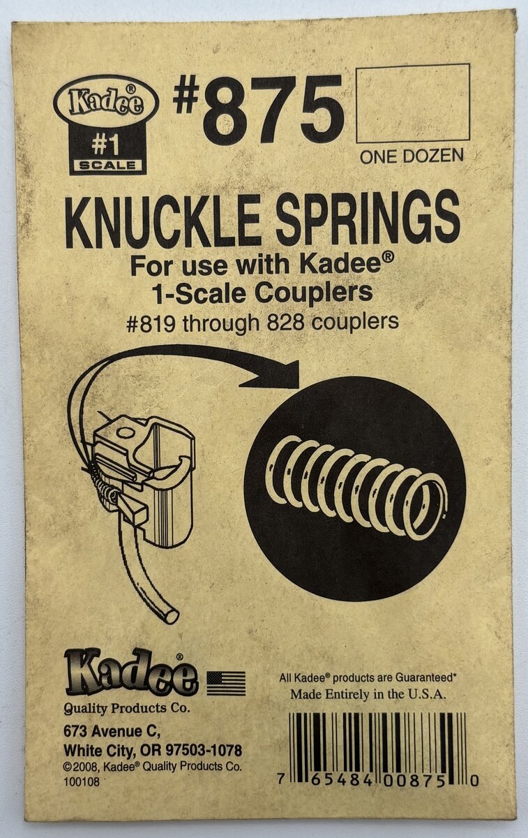 Kadee 875 #1 Scale Knuckle Springs (Pack of 12)