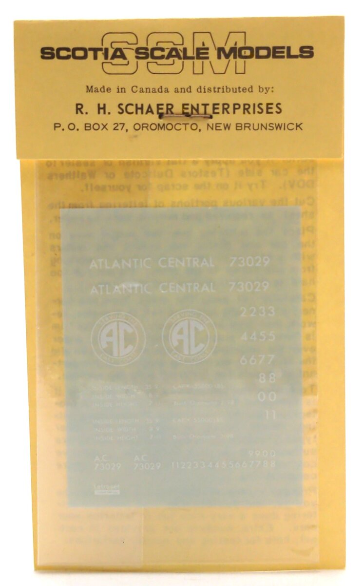 Scotia Scale Models 73029 HO Scale Atlantic Central Decals