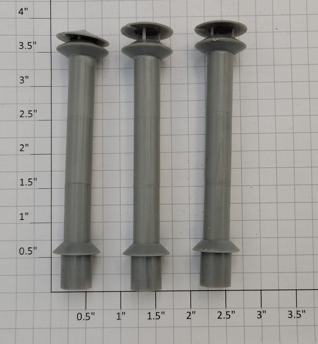 Acme 1015-14 Gray Plastic Smoke Stack Vents (Bag of 3)