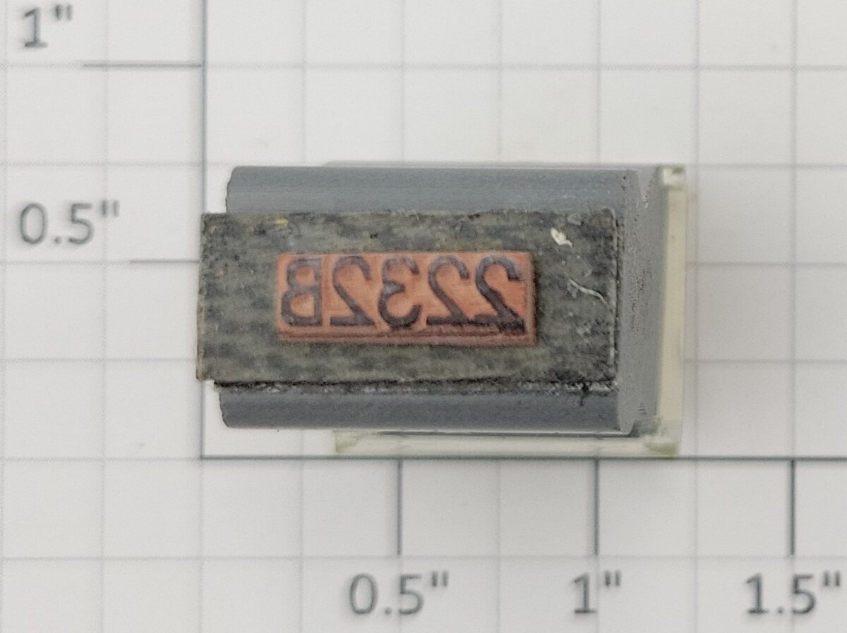 Lionel RS-2232B Tender Frame Underside Rubber Stamp #2232B