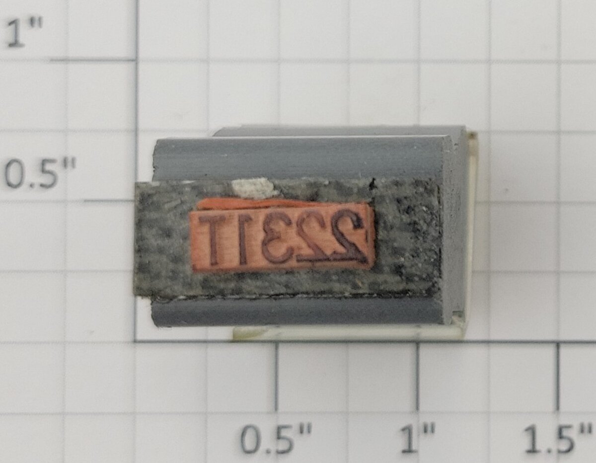 Lionel RS-2231T Tender Frame Underside Rubber Stamp #2231T