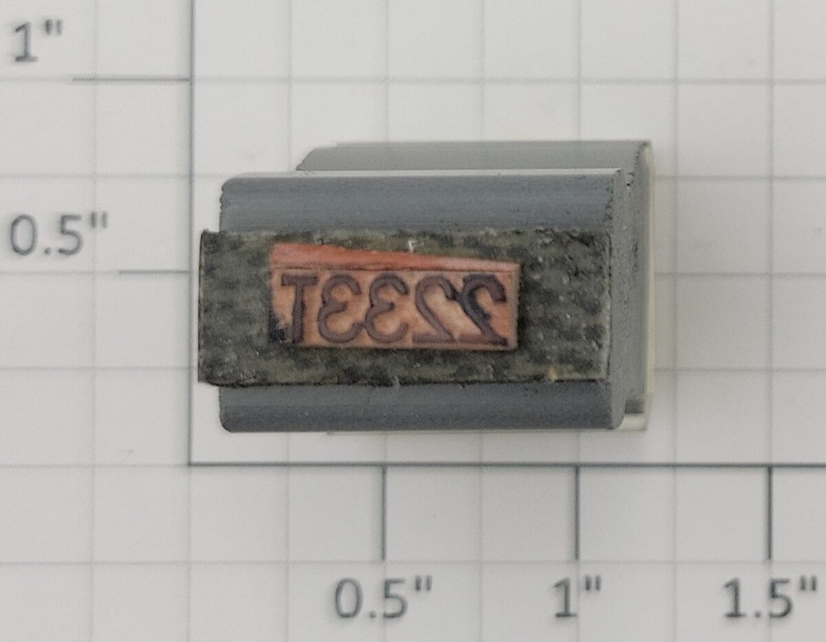 Lionel RS-2233T Tender Frame Underside Rubber Stamp #2233T