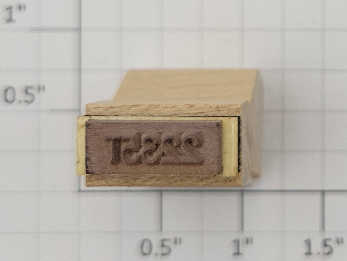 Lionel RS-2235T Tender Frame Underside Rubber Stamp #2235T