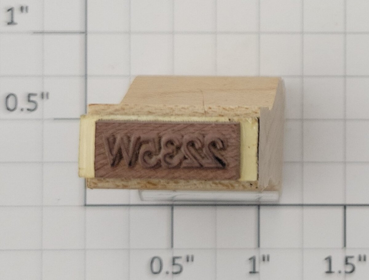 Lionel RS-2235W Tender Frame Underside Rubber Stamp #2235W