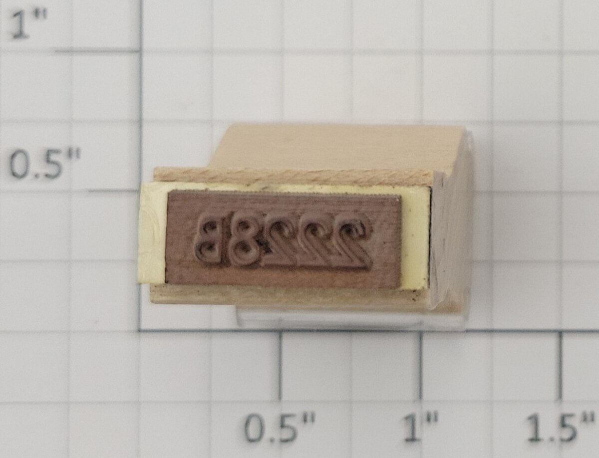 Lionel RS-2228B Tender Frame Underside Rubber Stamp #2228B