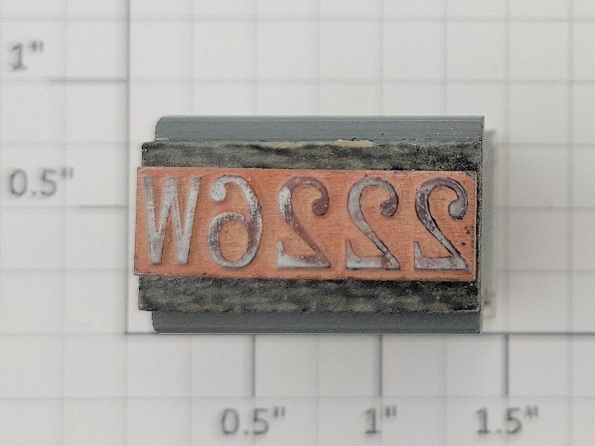 Lionel RS-2226W Tender Frame Underside Rubber Stamp #2226W