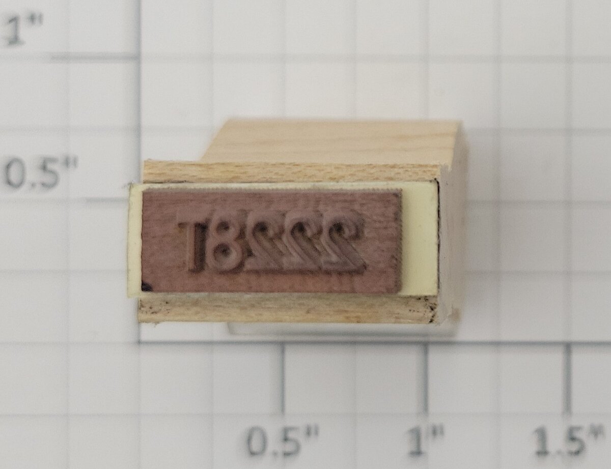 Lionel RS-2228T Tender Frame Underside Rubber Stamp #2228T