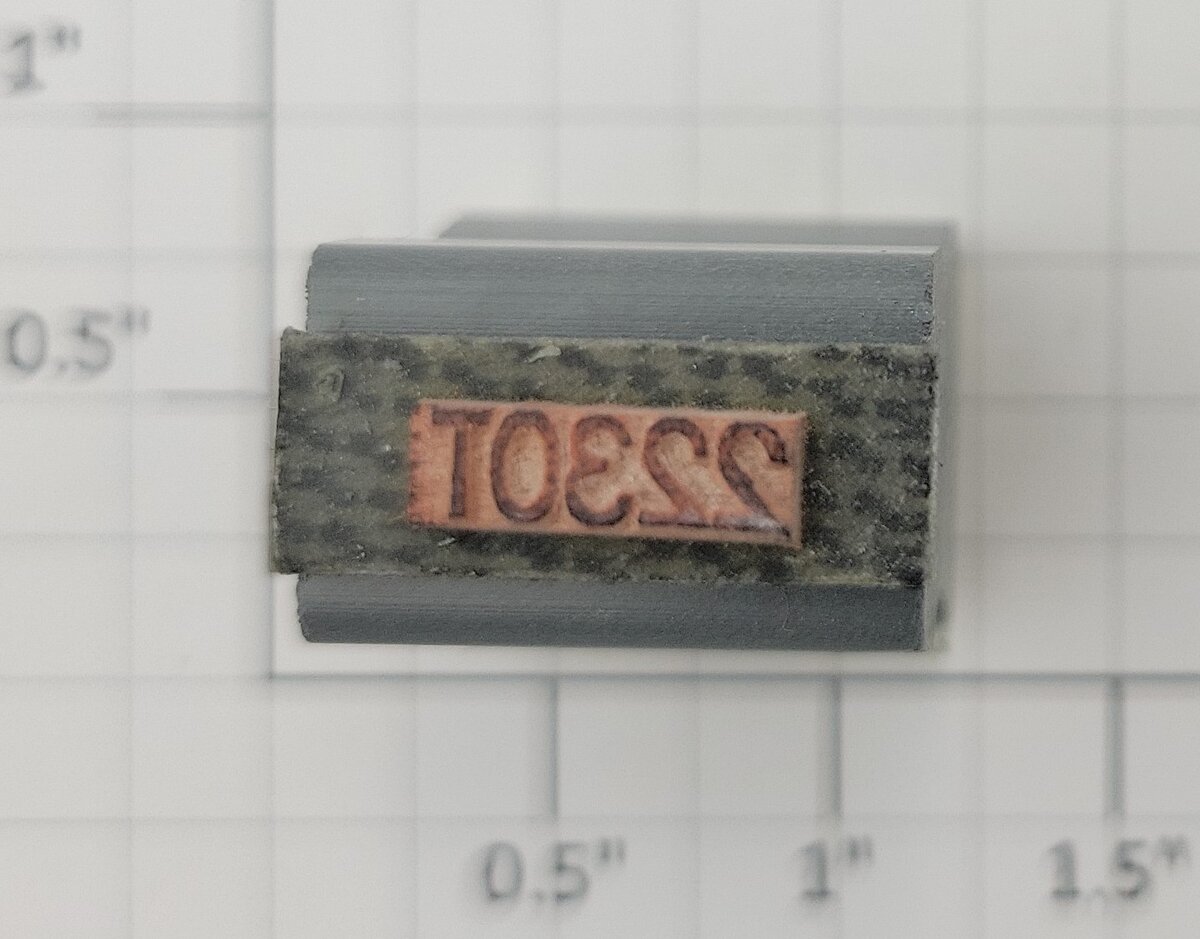 Lionel RS-2230T Tender Frame Underside Rubber Stamp #2230T