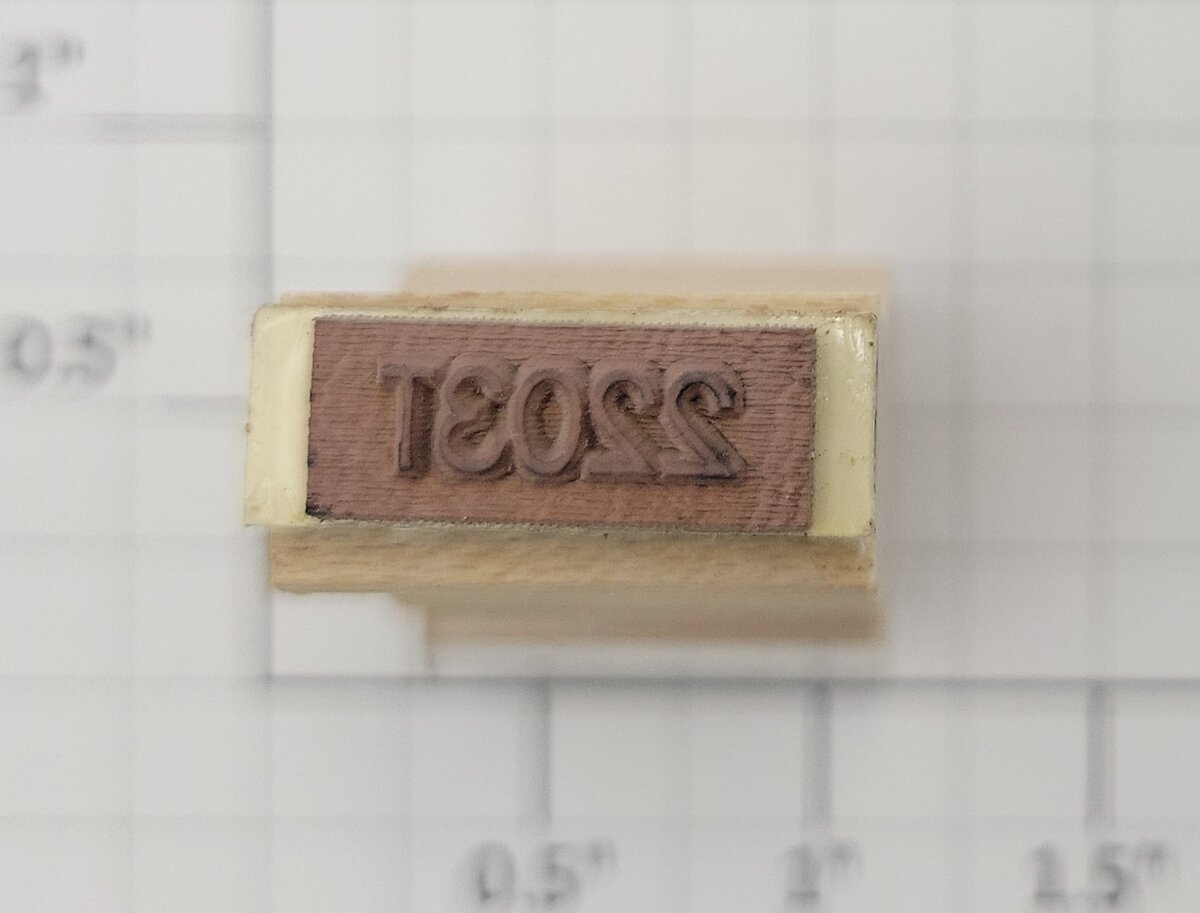 Lionel RS-2203T Tender Frame Underside Rubber Stamp #2203T