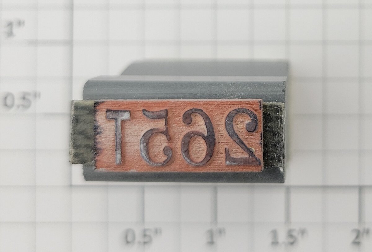 Lionel RS-265T Tender Frame Underside Rubber Stamp #265T