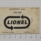 Lionel 1122-500 Super O Gauge / 1122 Switch Track Adapter Set in White Envelope