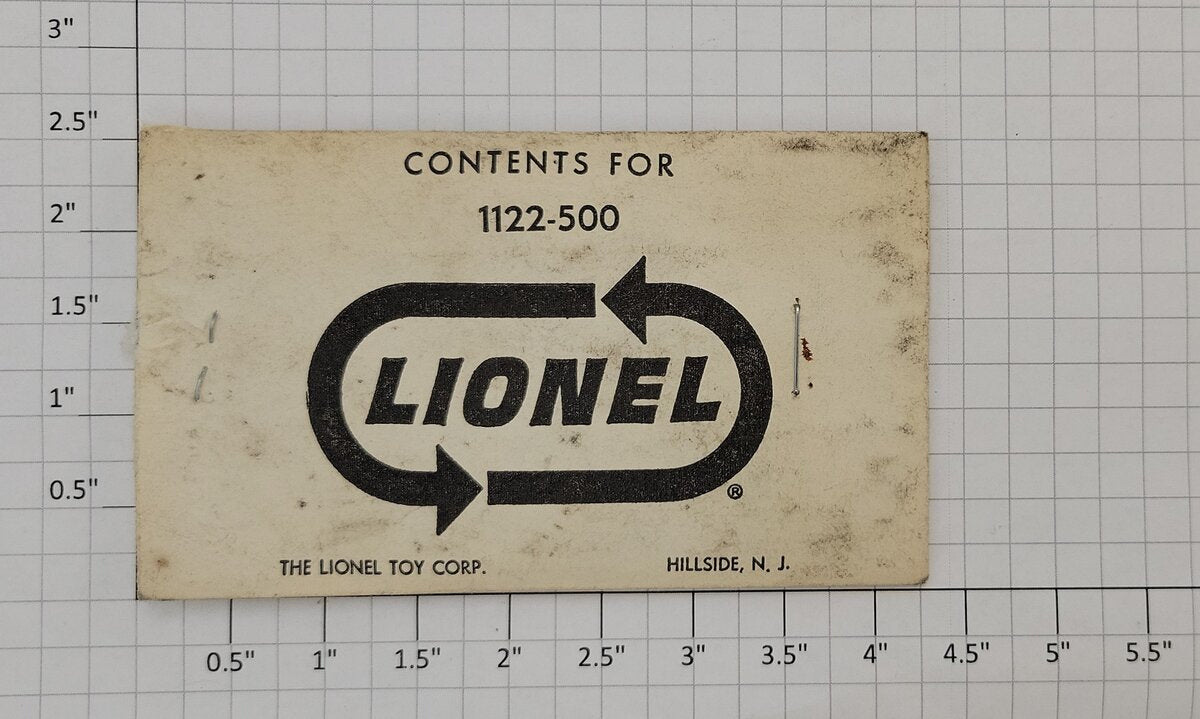 Lionel 1122-500 Super O Gauge / 1122 Switch Track Adapter Set in White Envelope