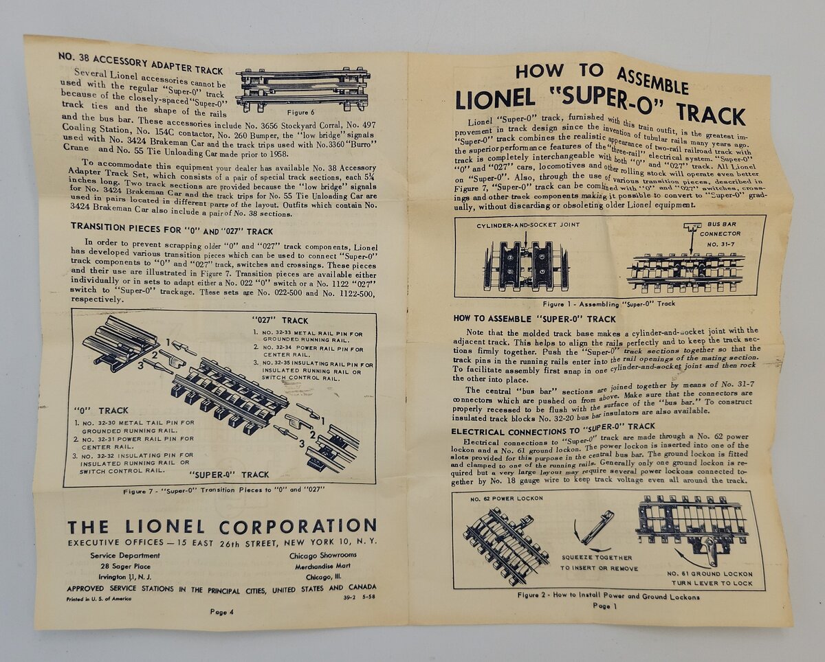 Lionel No. 37 Super O Early Version Uncoupler Track Set in Separate Sale Box