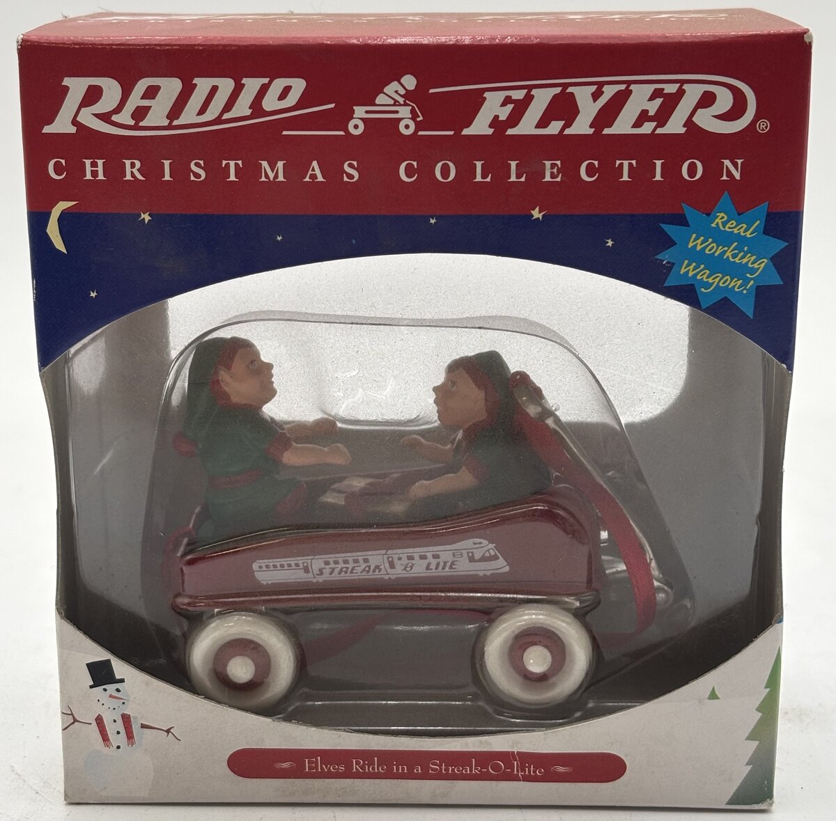 Radio Flyer 122 Christmas Collection Elves Ride In A Streak-O-Lite Tree Ornament