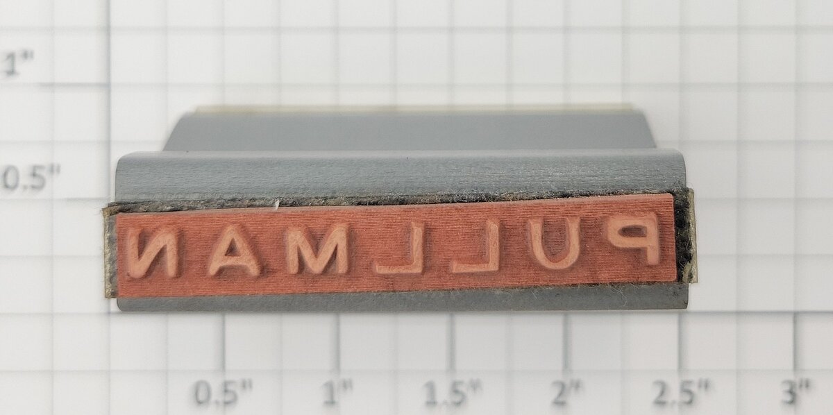 Lionel RS-PULL1 "Pullman" Passenger Car Block / Slab Serif Rubber Stamp