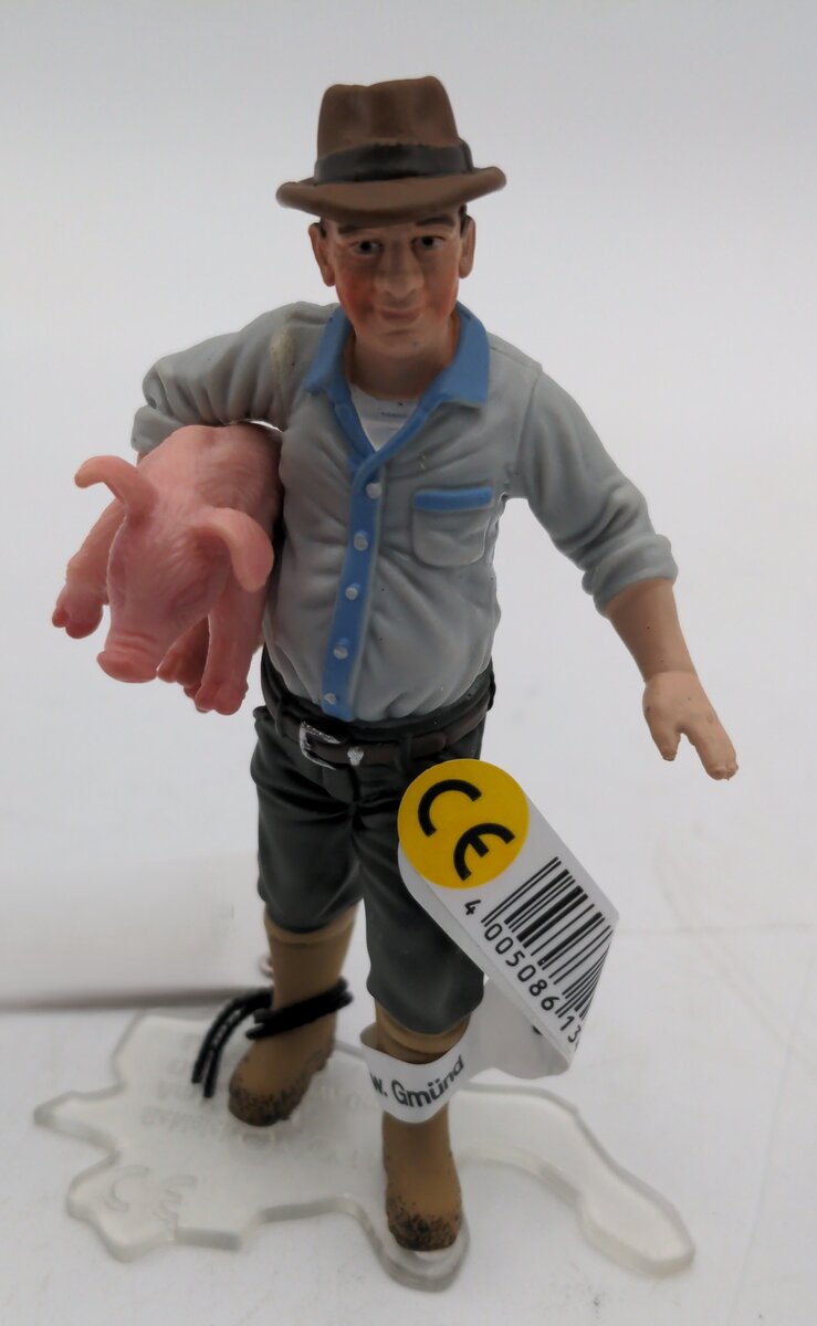 Schleich D-73527 Heavy Duty Plastic Farmer w/ Piglet