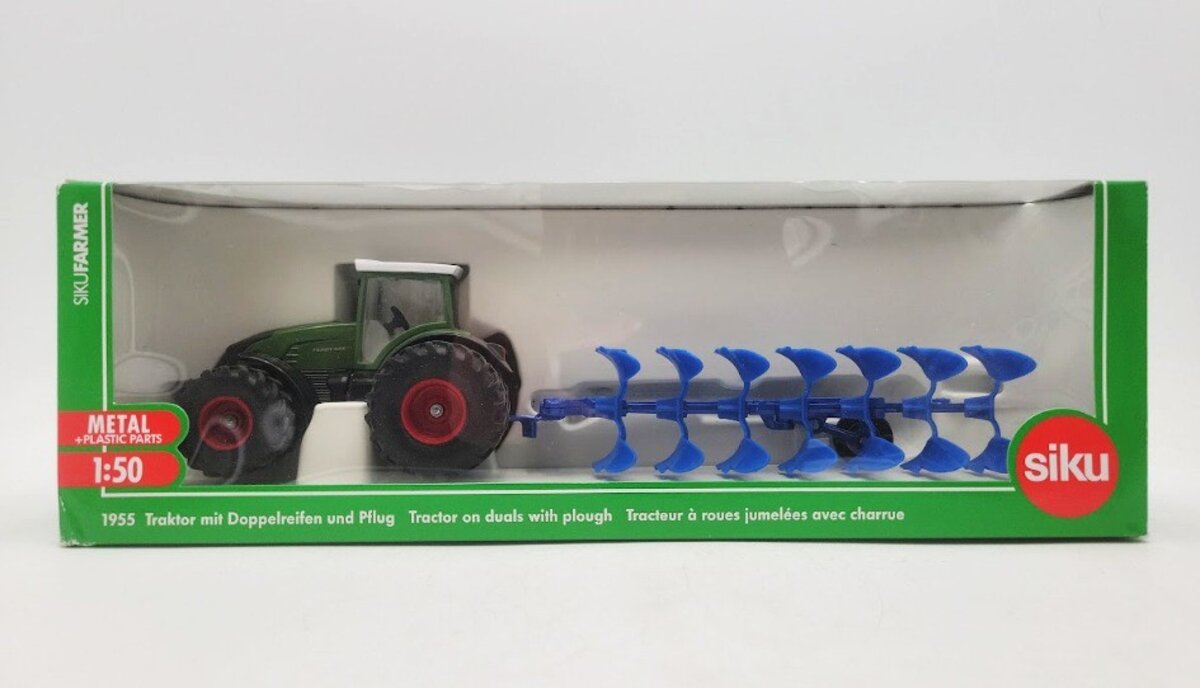 Siku 1955 1:50 Scale Framer Tractor on Duals With Plough