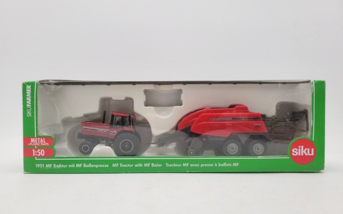 Siku 1951 1:50 Scale Red Massey Ferguson Farm Tractor 8690 With MF Baler