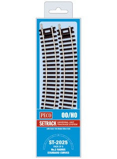 Peco ST-2025 HO Nickel Silver Code 100 22.5 Degree Standard Curved Setrack