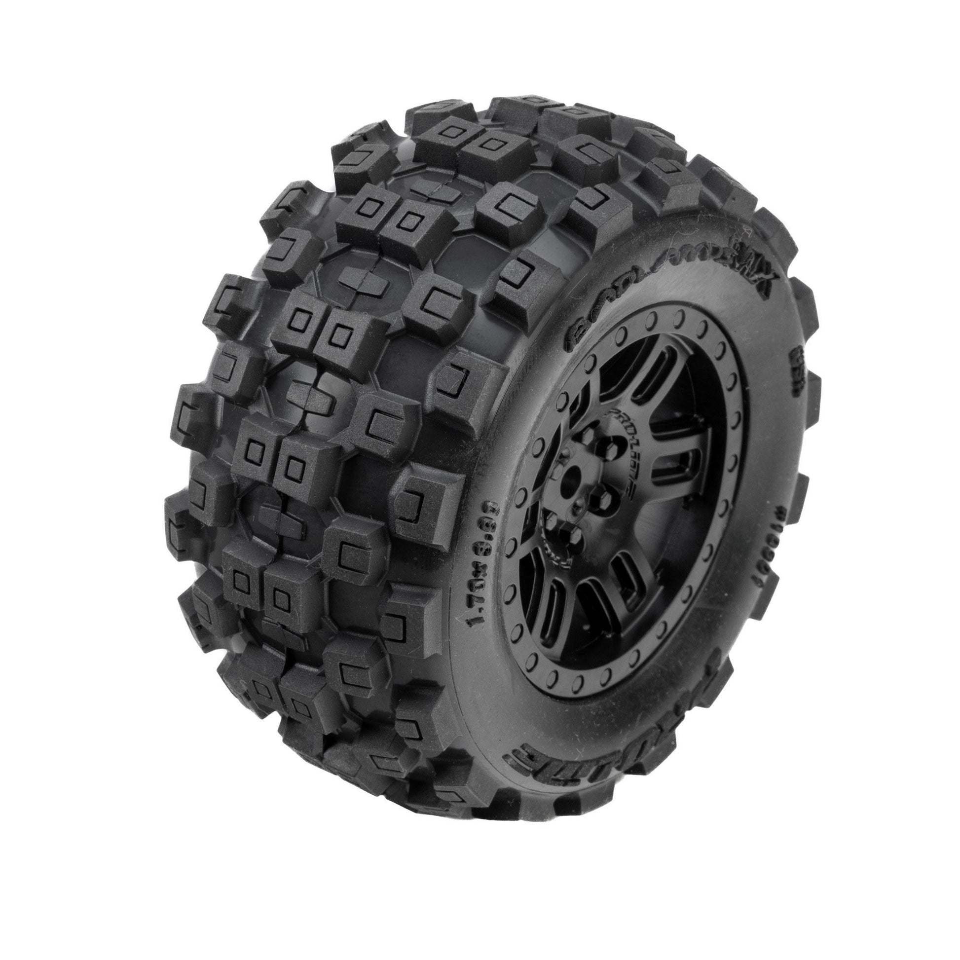 Pro-Line Racing 1030110 1:16 Badlands F/R Tires MTD Black Split Six (Pack of 2)